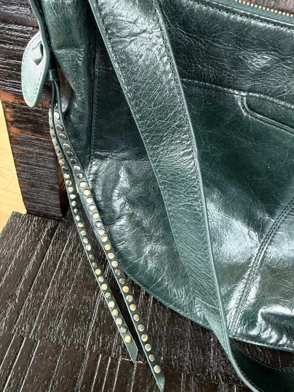 HOBO International Studded Green Leather Bag - Picture 5 of 11